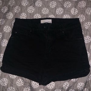 Garage retro high waist black denim shorts